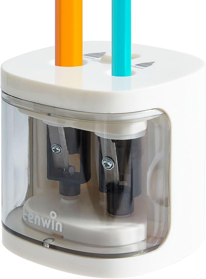 tenwin Electric Pencil Sharpener, Dual Hole Pencil Sharpeners Battery Powered by tenwinOFFICE