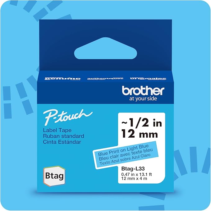 Brother Genuine P-Touch Btag BTAGL33 Blue on Light Blue Label Tape ~1/2in by by Unknown