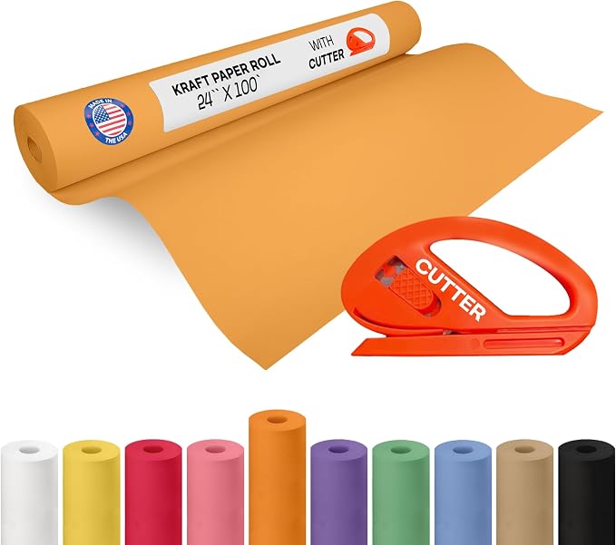 Orange Kraft Paper Roll 24" x 1200" by IDLPackaging