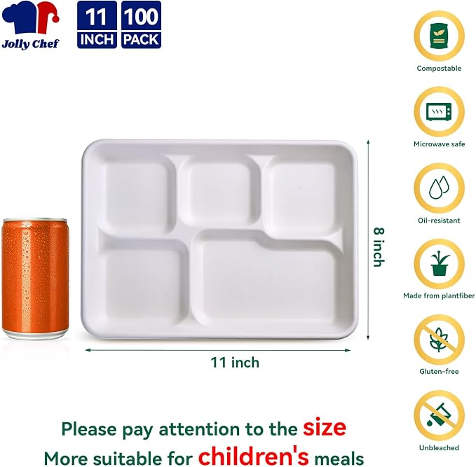 JOLLY CHEF Compostable  Compartment Paper Plates  *   Heavy - Image 2