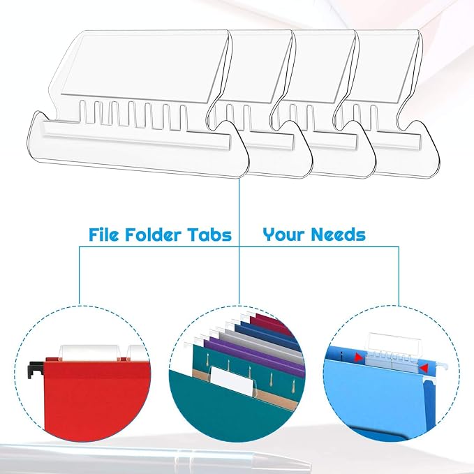 File Folder Tabs, Selizo 100 Sets Hanging File Folder Labels 2" Tabs and Inserts - Image 6