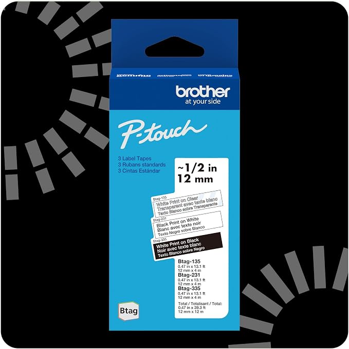 Brother Genuine P-Touch Btag Label Tape, 0.47 in by 13.1 ft by Brother