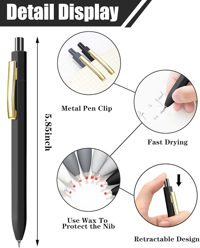 Piochoo Ballpoint Pens, 0.7mm Retractable Pen, Medium Point Pen Set - Image 2