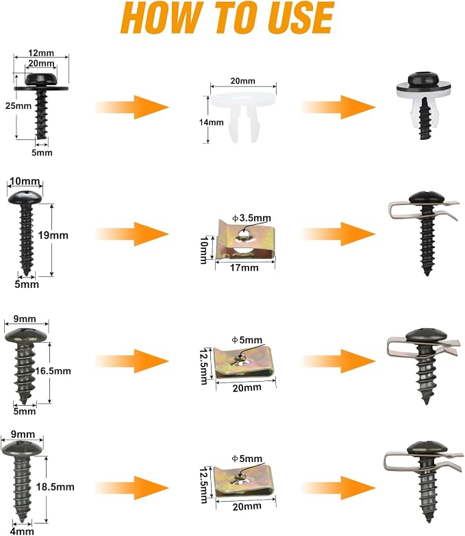 GOOACC 795Pcs Car Push Retainer Clips & Auto Fasteners Assortment 23 Most - Image 5