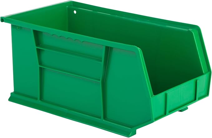 Hudson Exchange 15" x 8" x 7" Plastic Stackable Storage Bin and Hanging Container (Green, 1 Pack)-DeskLoop Office