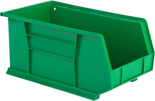 Hudson Exchange 15" x 8" x 7" Plastic Stackable Storage Bin and Hanging Container (Green, 1 Pack)-DeskLoop Office