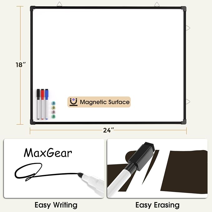 MaxGear White Board for Wall, Hanging for Home, Includes 3 Dry Erase Markers 4 - Image 2