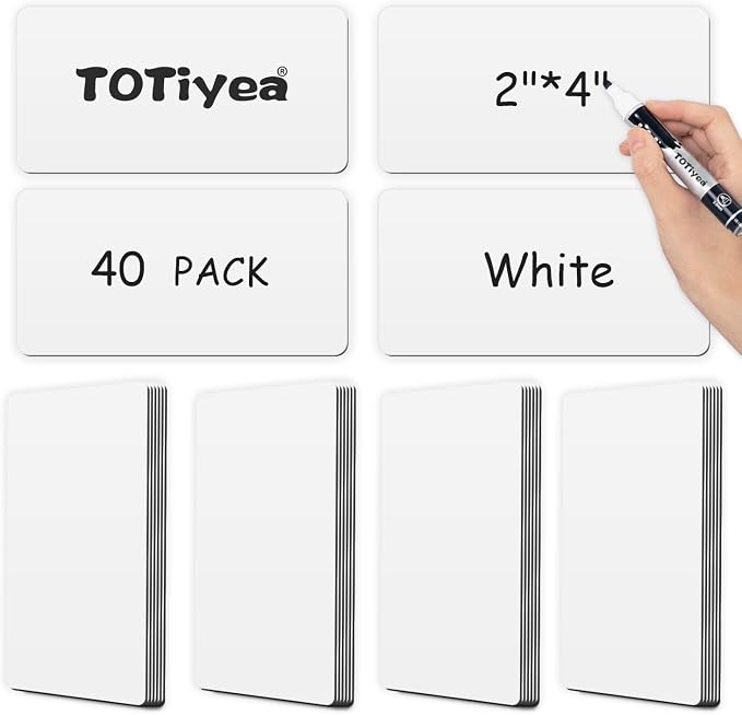 TOTiyea 40 Pack Dry Erase Magnetic Labels, 4x2 Inches, Dry Erase Name Magnets by TOTiyea