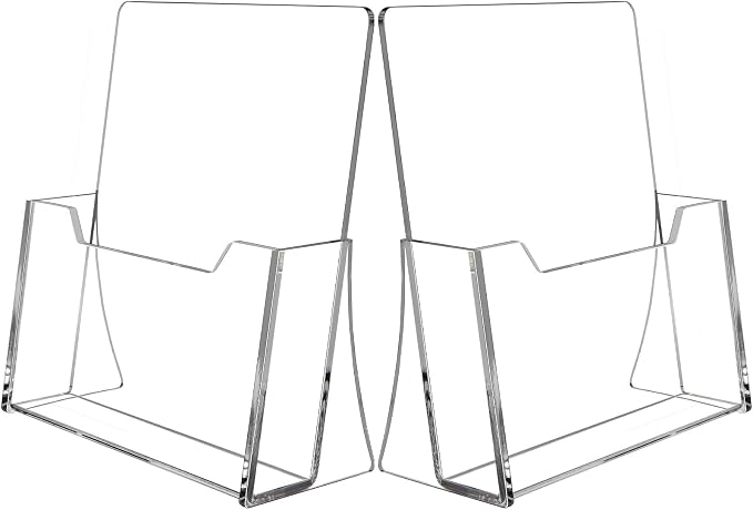 Acrylic Brochure Holder 8.5 x 11 inch 2 Pack, Literature, Desk Holder, by SUNQEBO