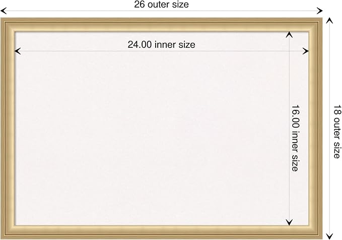 Amanti Art White Cork Board for Wall, 18x26 Vision Board with Gold Frame, Medium Corkboard Office Decor for Home Organization, Casual Corkboard Pinboard to display items for home organization-DeskLoop Office