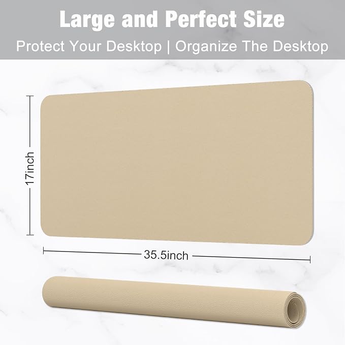 Hsurbtra Desk Pad, 35.5" x 17" PU Leather Desk Mat, XXL Extended Mouse Pad - Image 3