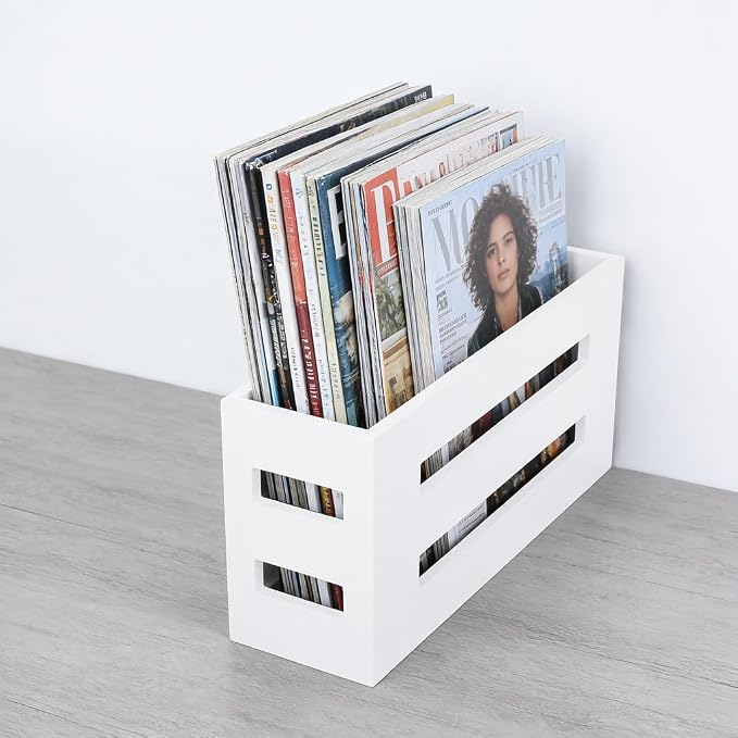 Magazine File Holder, Standing Wooden Magazine Rack, Desk Folder Organizer - Image 4