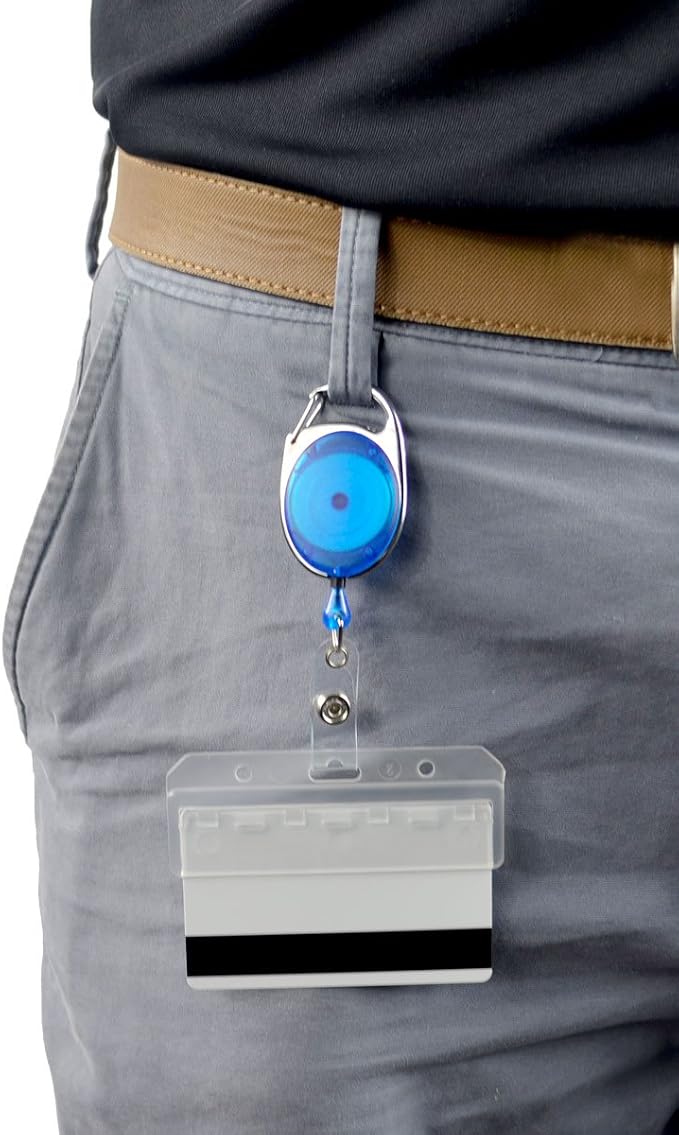 5 Pack - Premium Carabiner Badge Reel - Mag Stripe Exposed ID Holder - Image 6