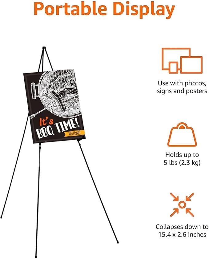Amazon Basics Easel Display Stand, Instant Floor Poster, Lightweight, - Image 4