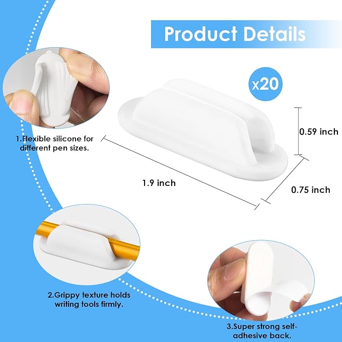 VZZNN 20 PCS Adhesive Pencil Holders - Image 6