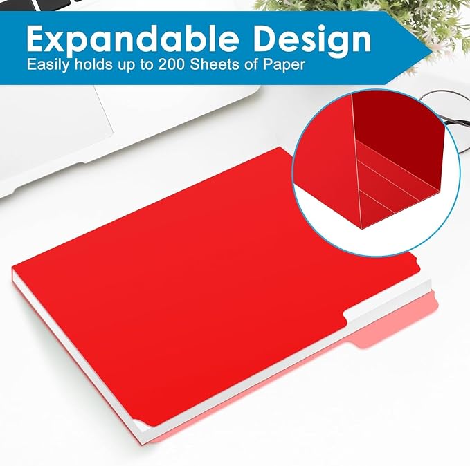 Two Tone Color File Folders 8.5 x 11 Inch, 1/3 Cut Tab File Folder Letter Size - Image 4