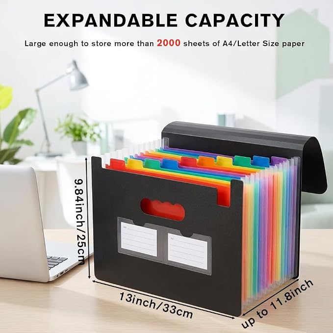 Accordion File Organizer, 13 Pockets Expanding File Folder - Image 2