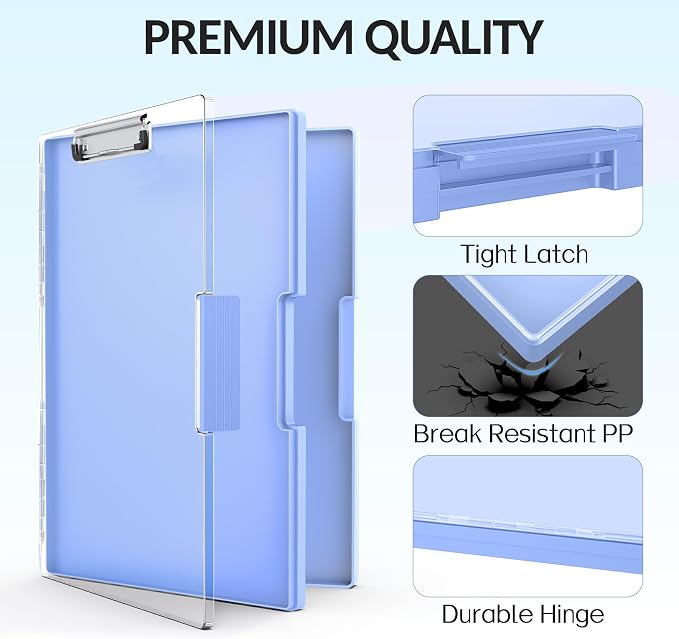 Sooez Clipboard with Storage, Heavy Duty Cleaview Clip Boards 8.5x11 with Dual - Image 4