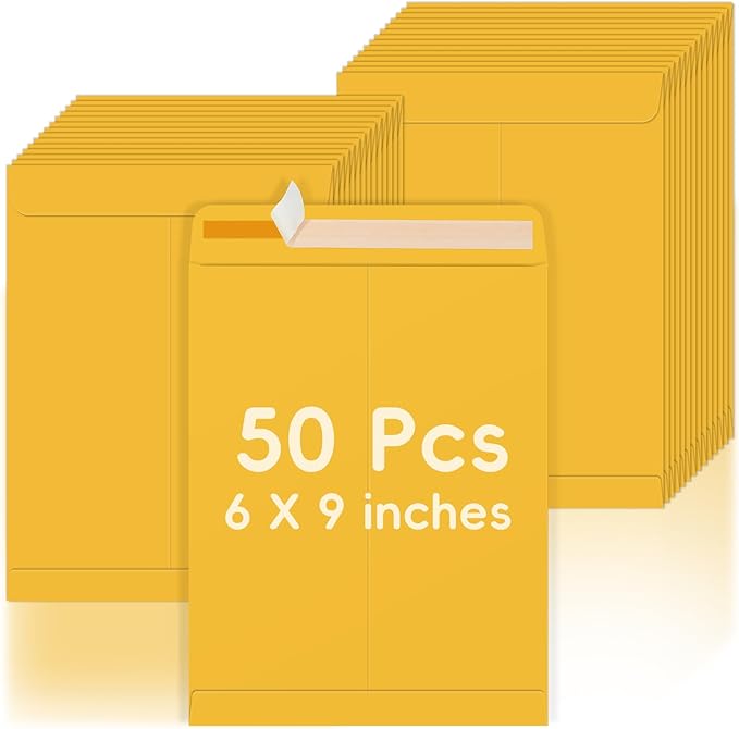 50 Pack 6x9 Envelopes Self Seal, Office Business by FloraSea
