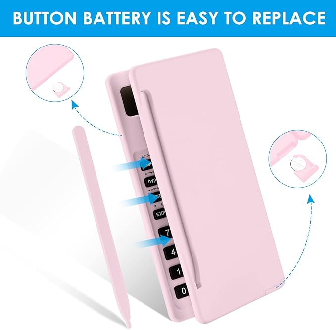 Scientific Calculators for Students, 10-Digit Large Screen, Math Calculator with Notepad, Classroom Must Haves for Middle High School Supplies & College （Pink-DeskLoop Office