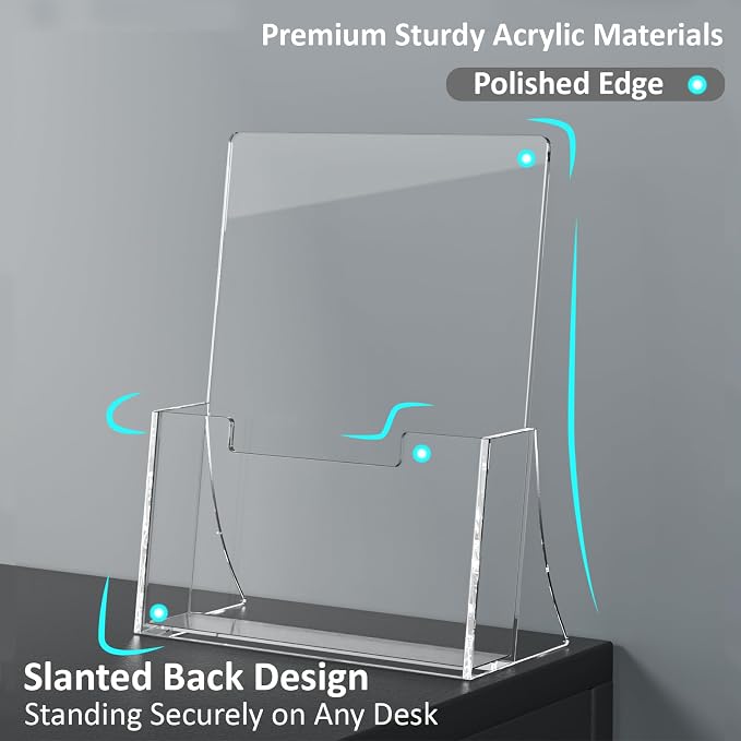 Acrylic Brochure Holder 6 x 9 Inch, 4 Pack Clear Acrylic Flyer Holder, Pamphlet - Image 3