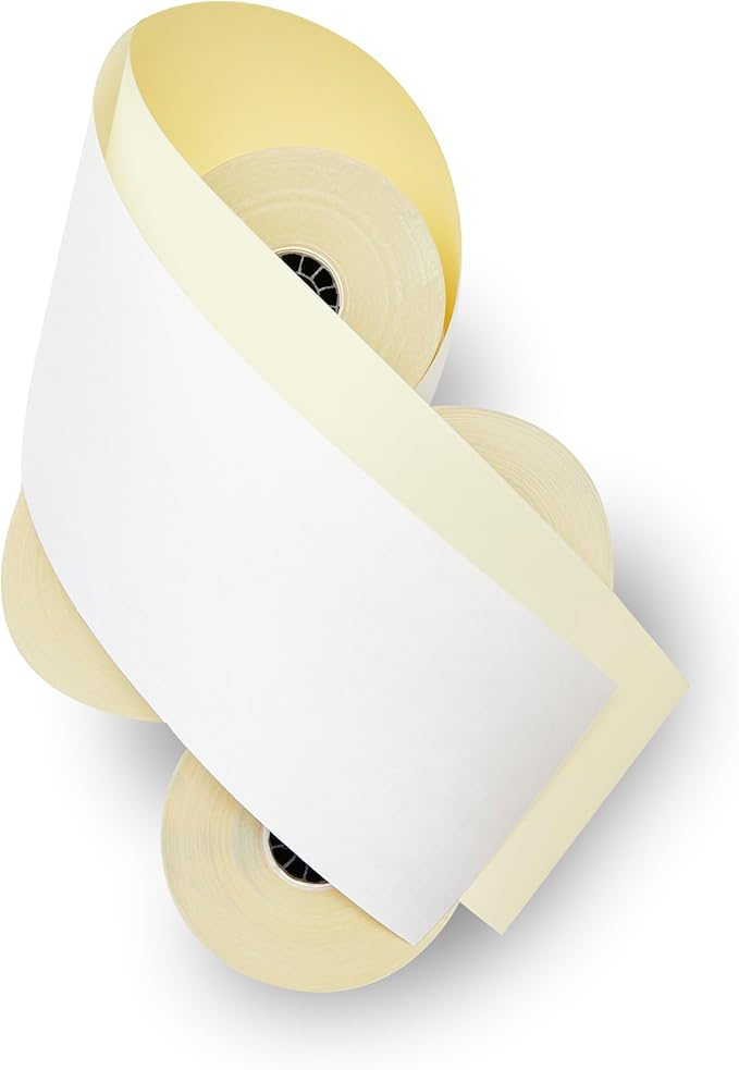 3" X 95' Two Ply Carbonless Rolls Compatible with Most Restaurant Kitchen Printers. (White/Canary - Pack of 50)-DeskLoop Office