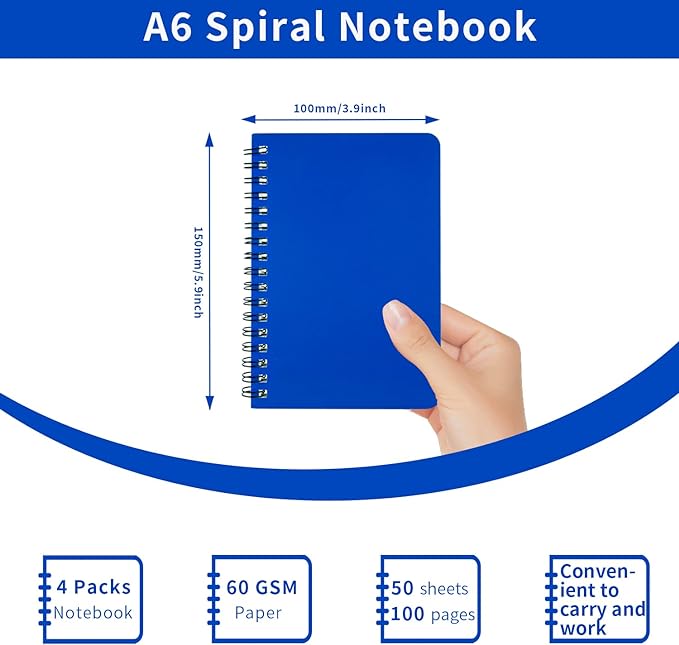 4Pack Small Spiral Notebook 4.2"x 6.1" Pocket Notepad | small notebook meeting - Image 3