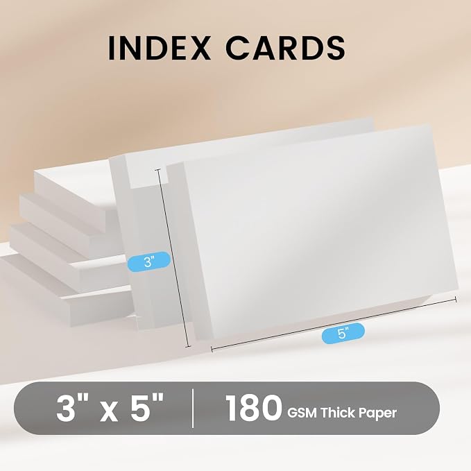 Index Cards 3x5 Inch, Flash Cards, Blank White Note Cards Paper - Image 2