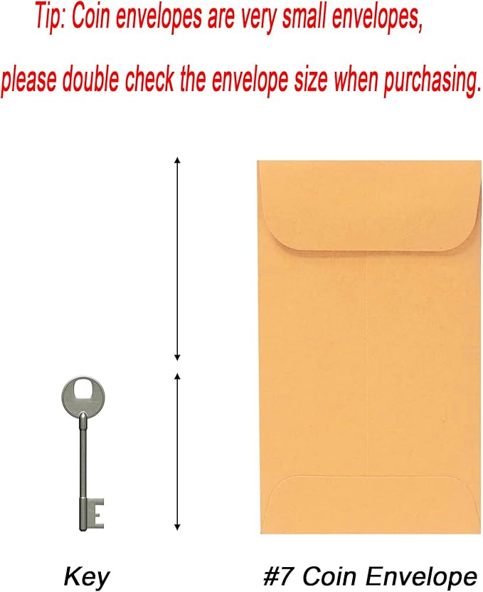 Xxcxpark 500 PCS #7 Coin Envelopes, 3.5 x 6.5 inches Brown Kraft Envelopes - Image 2
