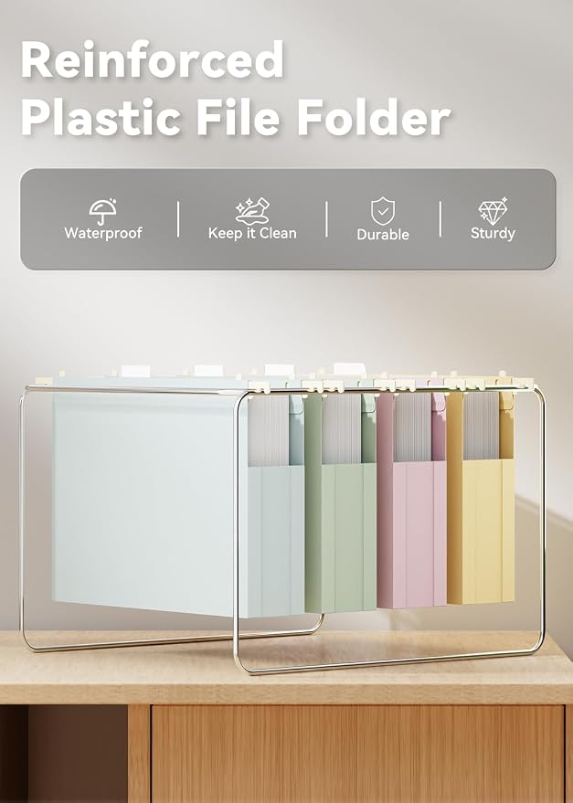 Ansook Hanging File Folders Letter Size, Plastic Hanging Folders - Image 2