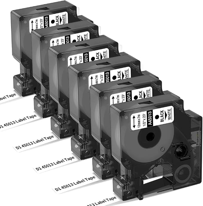 6X Replace for DYMO Label Maker Refills 1/2 in x 23Ft White 45013 | Durable by Freshworld