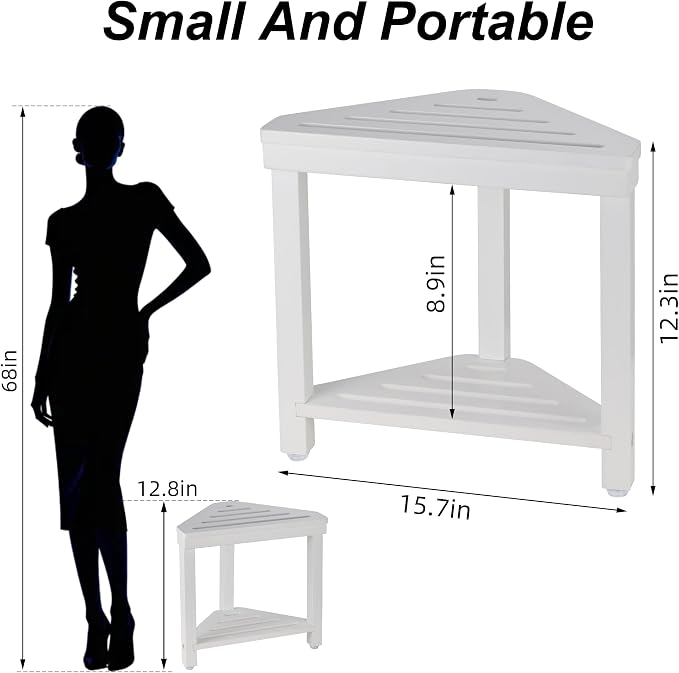 Boulphia Shower Foot Rest 14in, Acacia Wood Shower Stool - Image 3