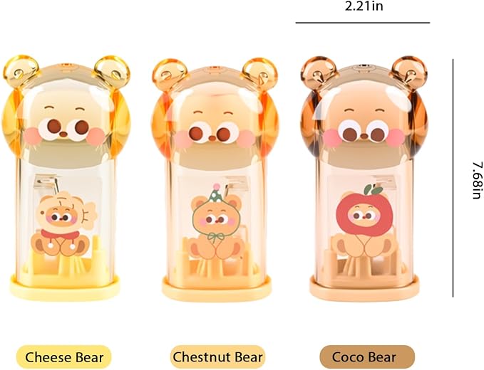 Cute Bear Stationery Set, Including 3Pcs Cute Bear Pencil Sharpeners, Kawaii - Image 2