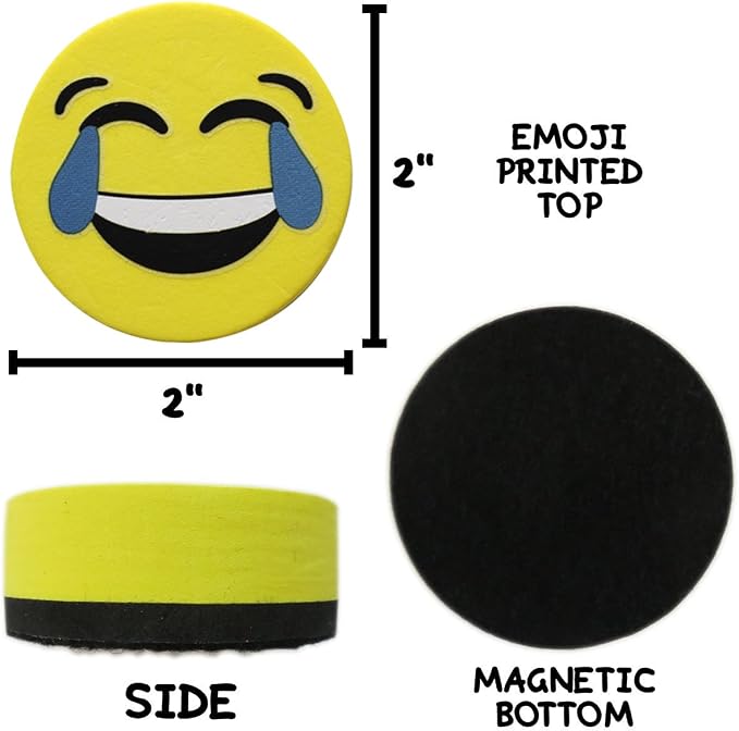 VIZ-PRO Magnetic Smiley Face Circular Whiteboard Eraser / 24 Pack of 2" Dry - Image 4