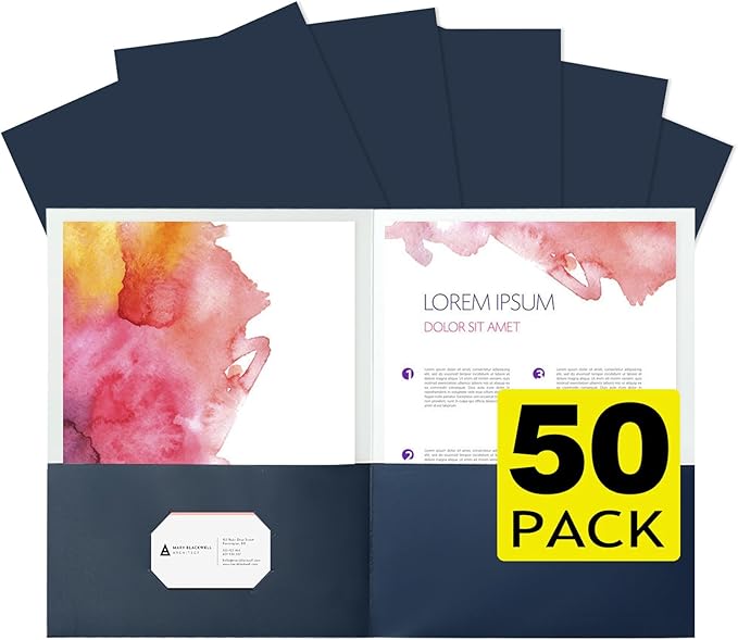 pmybupo Two Pocket Folders, 50 Pack Blue File Folders by pmybupo