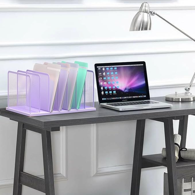 Kuntine.B Desk File Organizer Upright Mesh Desktop Organizer File Sorter Office - Image 4