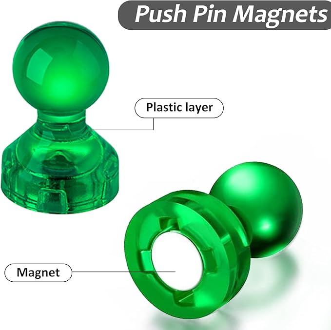 66PCS Fridge Magnets, 6 Assorted Color Small Push Pin Magnets - Image 2