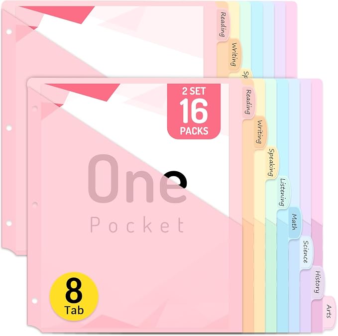 Forvencer 16 Count Dividers for 3 Ring Binder, 8 tabs Binder Dividers by Forvencer