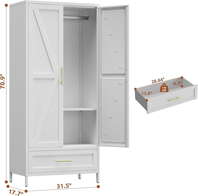 SUPEER Metal Wardrobe Cabinet - Image 2