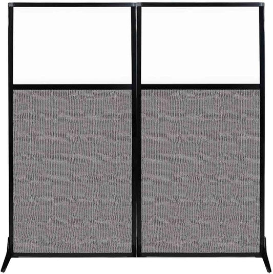 Versare Workstation Partition | Portable Wall Divider | Modern Office Cubicle | Free Standing Privacy Screen | Flexible Work Space | 66" x 70" W/Window, Slate Fabric Panels-DeskLoop Office