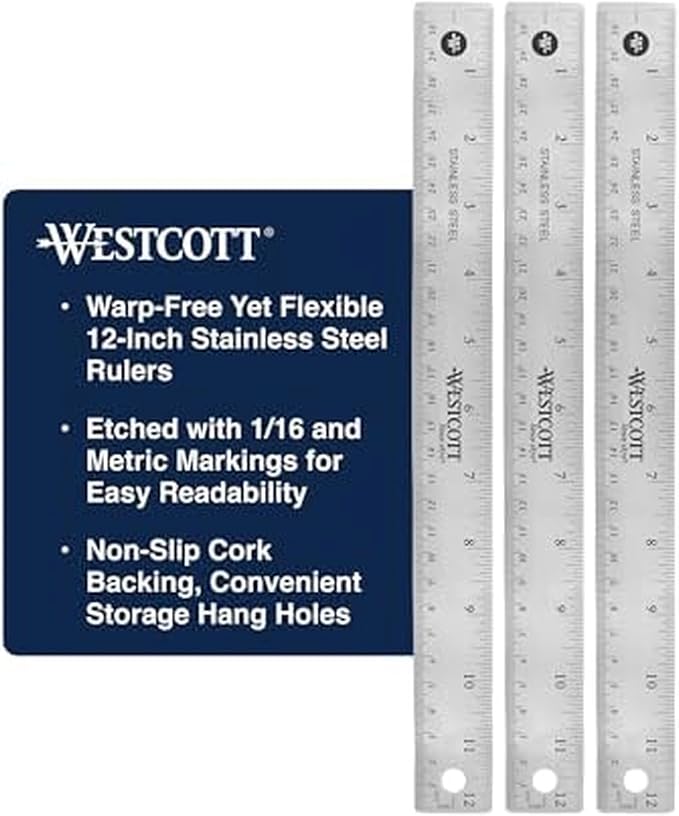 Westcott Stainless Steel Ruler Set - Image 2