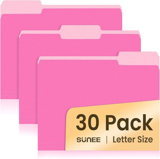 SUNEE File Folders, 30 Pack Manilla Folders 8.5 x 11, Colored File Folders Home by SUNEE