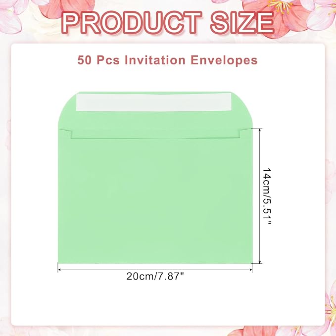 PATIKIL 7.5x5.5 Inch Invitation Envelopes, Light Green - Image 2
