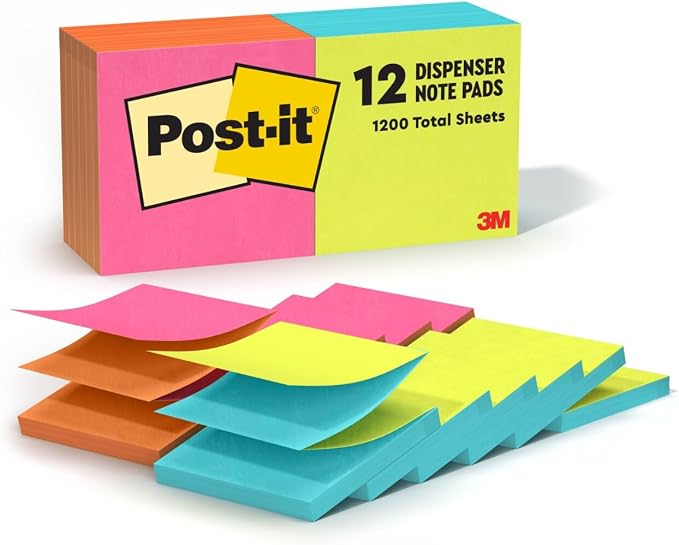Post-it Pop-up Notes, 12 Sticky Note Pads, 3 x 3 in., School Supplies, Office by Unknown