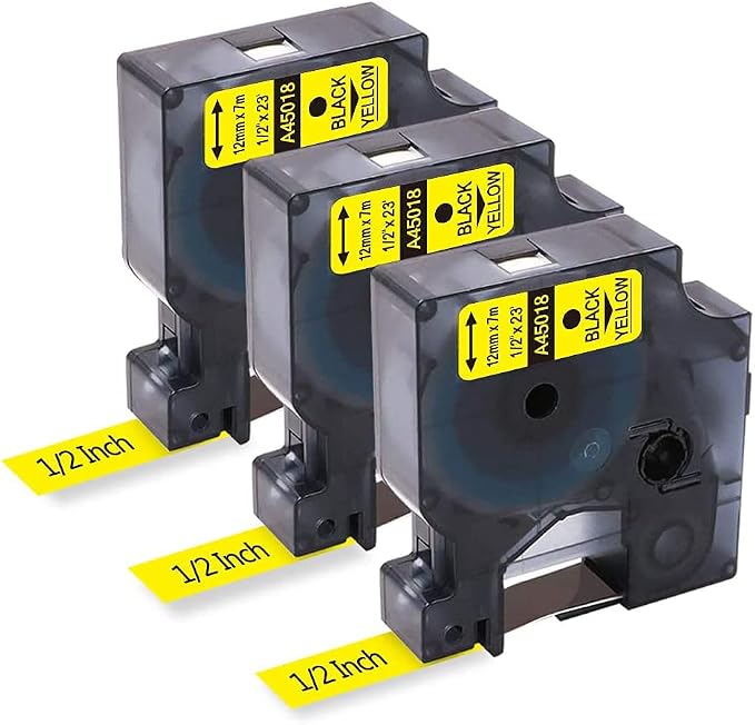 Freshworld 3X Replace for DYMO D1 Label Tape Cartridges Yellow 1/2 in 23Ft | by Freshworld