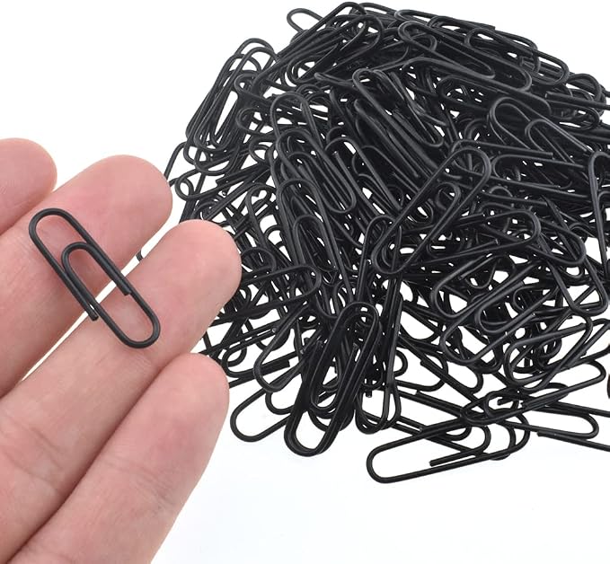 HAHIYO Paper Clips Large 1.1 inches Length Black Paperclips Vinyl Coated by HAHIYO