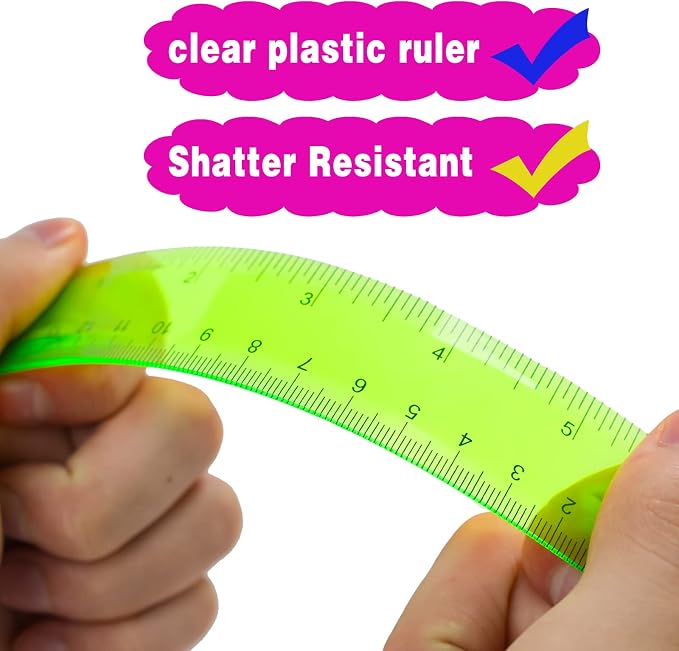14 Packs 6 Inch Small Rulers for Kids, Plastic Ruler for School | Assorted - Image 4