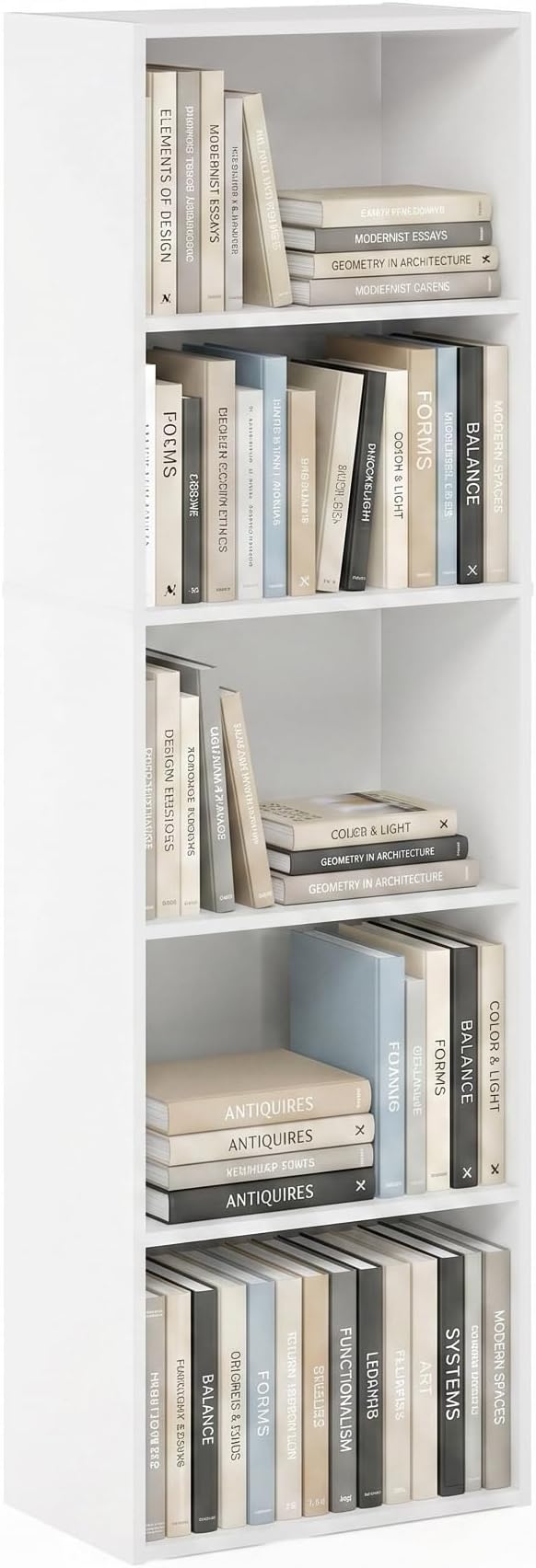 Furinno PASIR Book Shelf, 5-Tier Modern Bookshelf, Open Shelves Bookcase 9 x 12 by Furinno-FitsYourSpaceFitsYourBudget