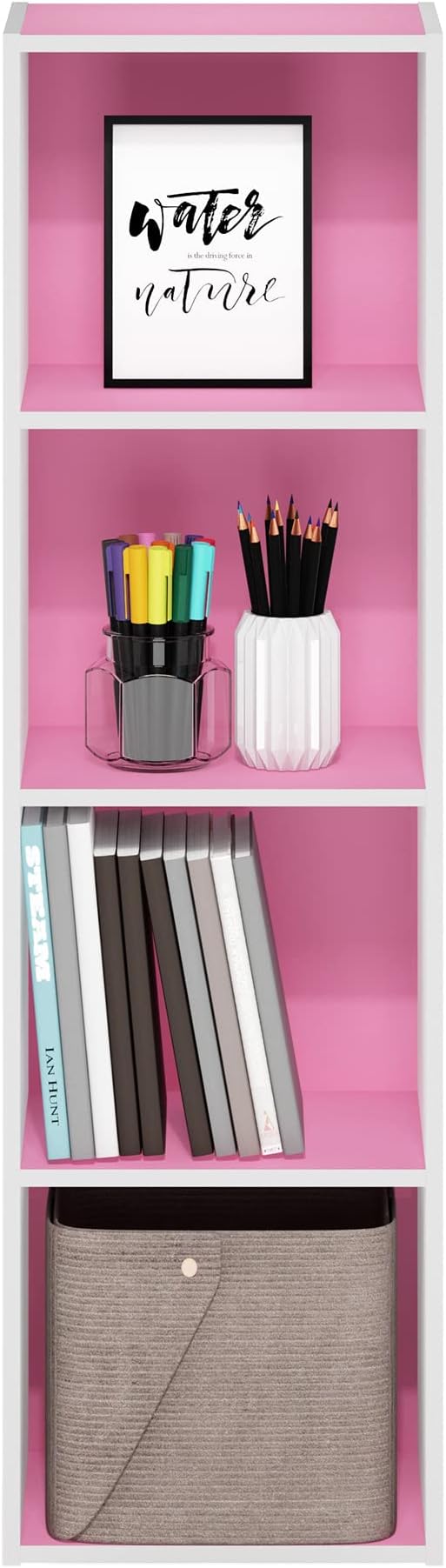 Furinno PASIR Book Shelf, 4-Tier Modern Bookshelf, Open Shelves Bookcase 9 x 12 - Image 6