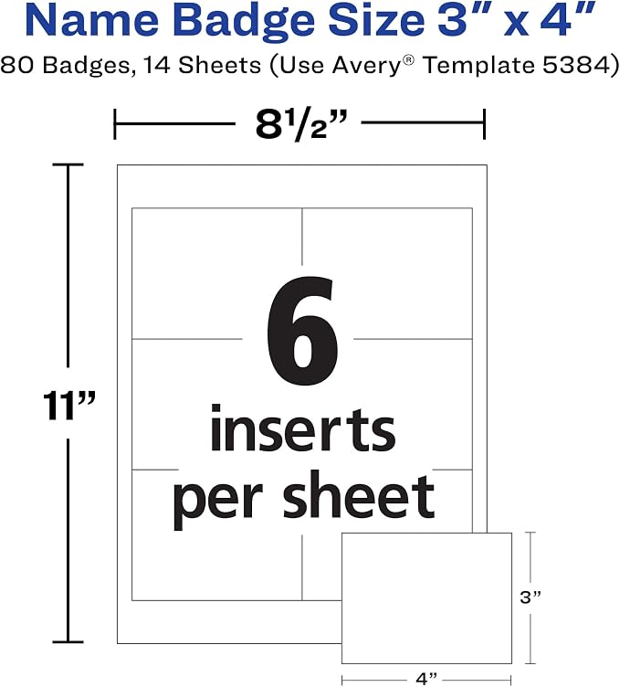 Avery Customizable Name Badge Clips, 2 Packs, 80 Printable Inserts and Badge - Image 2